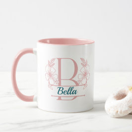 Personalisierter Blumenmonogramm-Buchstabe B Beche Tasse