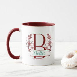 Personalisierter Blumenmonogramm-Buchstabe B Beche Tasse