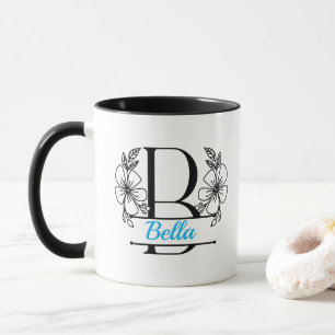 Personalisierter Blumenmonogramm-Buchstabe B Beche Tasse