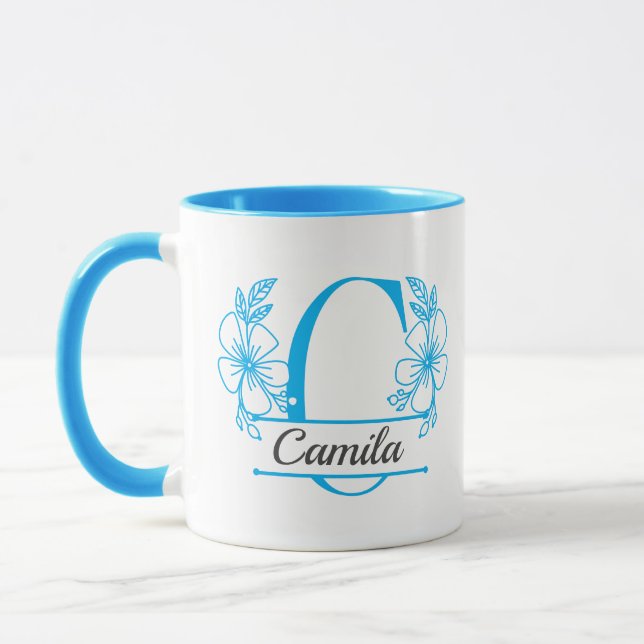 Personalisierter Blumenmonogramm-Buchstabe C Beche Tasse (Links)