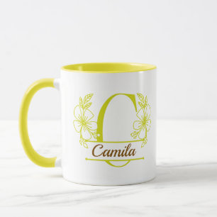 Personalisierter Blumenmonogramm-Buchstabe C Beche Tasse