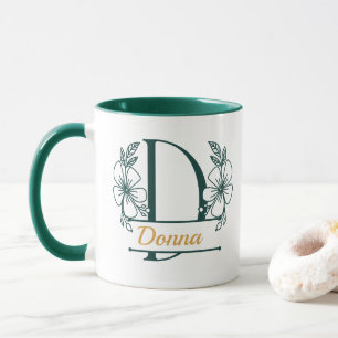 Personalisierter Blumenmonogramm-Buchstabe D Beche Tasse