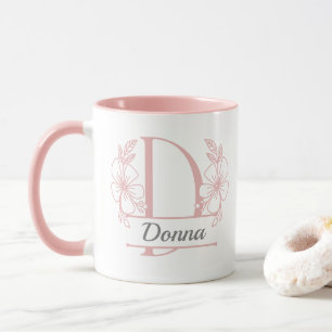 Personalisierter Blumenmonogramm-Buchstabe D Beche Tasse