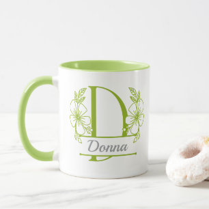 Personalisierter Blumenmonogramm-Buchstabe D Beche Tasse