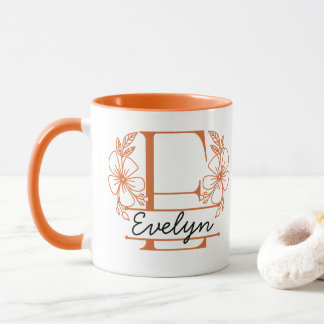 Personalisierter Blumenmonogramm-Buchstabe E Beche Tasse