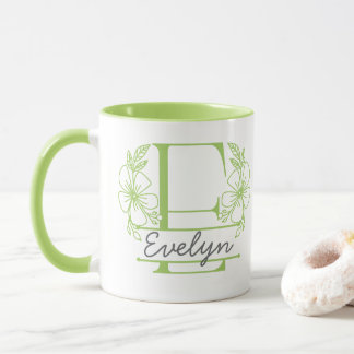 Personalisierter Blumenmonogramm-Buchstabe E Beche Tasse