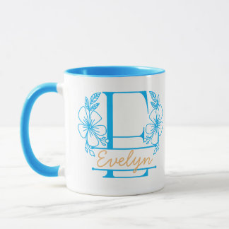 Personalisierter Blumenmonogramm-Buchstabe E Beche Tasse