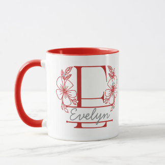 Personalisierter Blumenmonogramm-Buchstabe E Beche Tasse