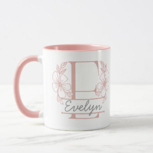 Personalisierter Blumenmonogramm-Buchstabe E Beche Tasse