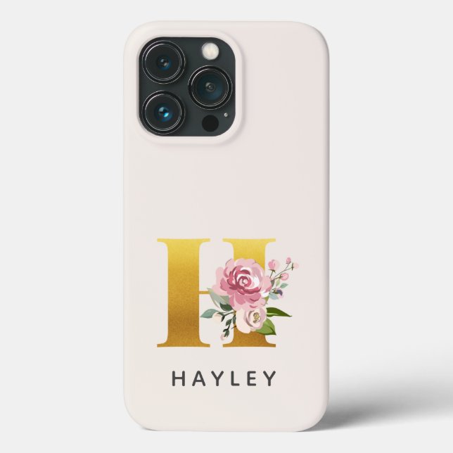 Personalisierter Blumenmonogramm Buchstabe M Name Case-Mate iPhone Hülle (Rückseite)