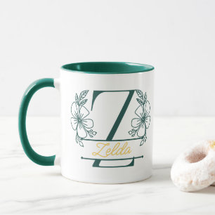 Personalisierter Blumenmonogramm-Buchstabe Z Beche Tasse