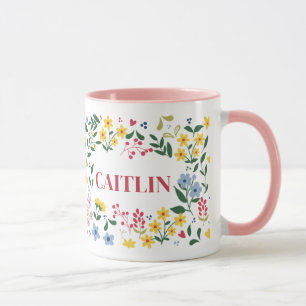 Personalisierter Blumenname-Becher – Individuelle  Tasse
