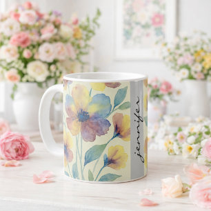 Personalisierter Blumenname _ Brautparty Kaffeetasse