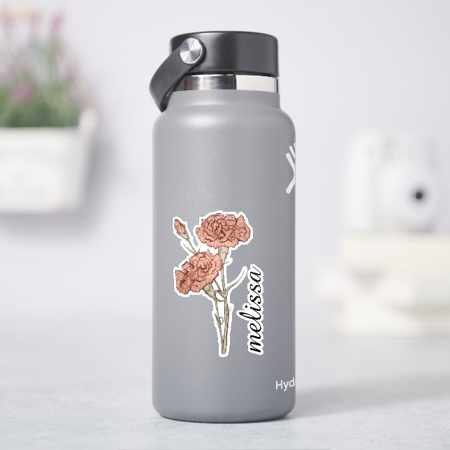 Personalisierter Blumenname Elegante benutzerdefin Aufkleber (HydroFlask)