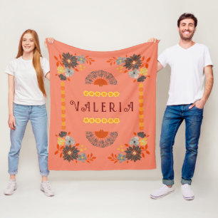 Personalisierter Blumenname Hispanic Fleece Blanke