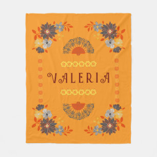 Personalisierter Blumenname Hispanic Fleece Blanke