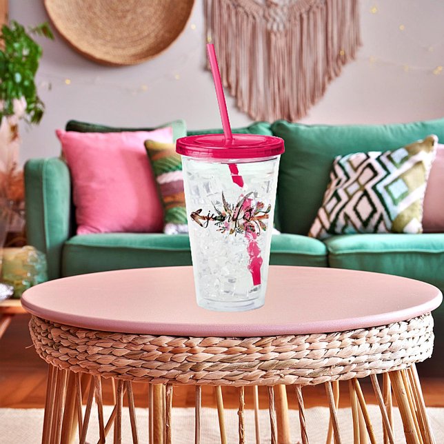 Personalisierter Blumenpfeil Acryltrinkbecher (Von Creator hochgeladen)