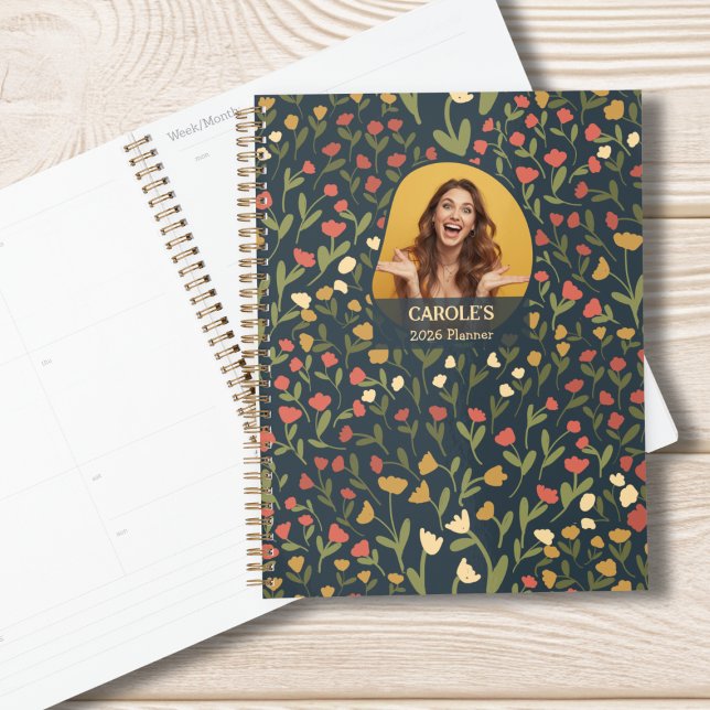Personalisierter Blumenplaner – wöchentlich & mona Planer (Personalized Photo Monthly Weekly Planner)
