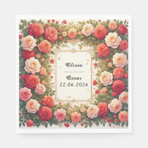 Personalisierter Blumenrahmen für die Dekoration d Serviette