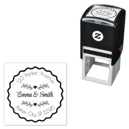 Personalisierter Blumenrahmen Name und Adresse Permastempel