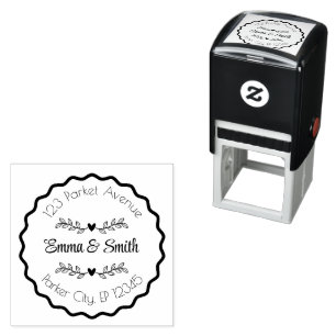 Personalisierter Blumenrahmen Name und Adresse Permastempel