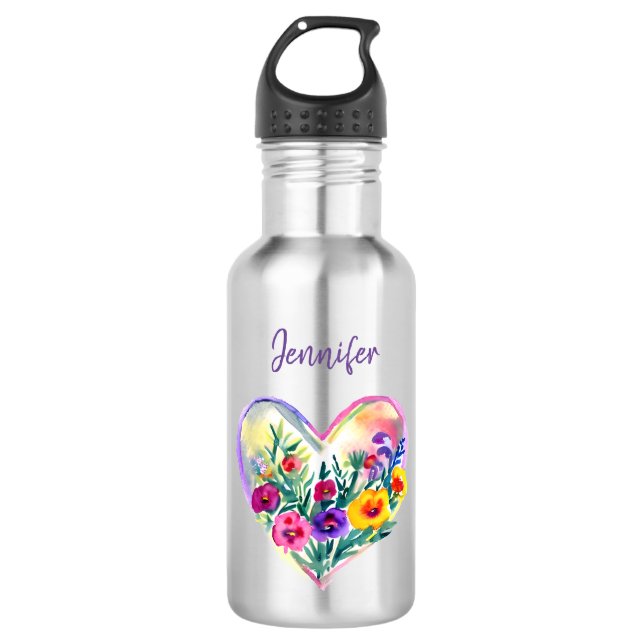 Personalisierter Blumenstrauß Edelstahlflasche (Vorderseite)