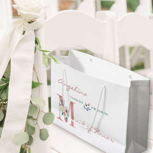 Personalisierter Blumenstrauß-Ehrenjungfer-Dankesb Große Geschenktüte