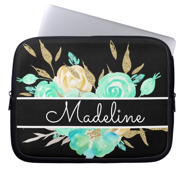 Personalisierter Blumenstrauß Laptopschutzhülle (Vorderseite)