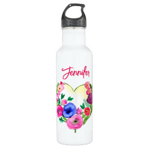 Personalisierter Blumenstrauß Wasserfarbe Blau Edelstahlflasche