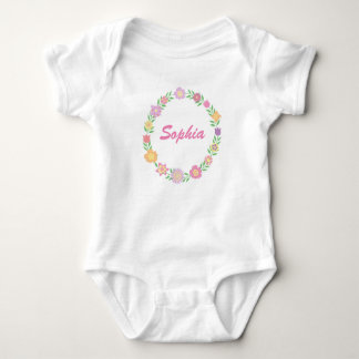 Personalisierter Blumenwreathbodysuit Baby Strampler