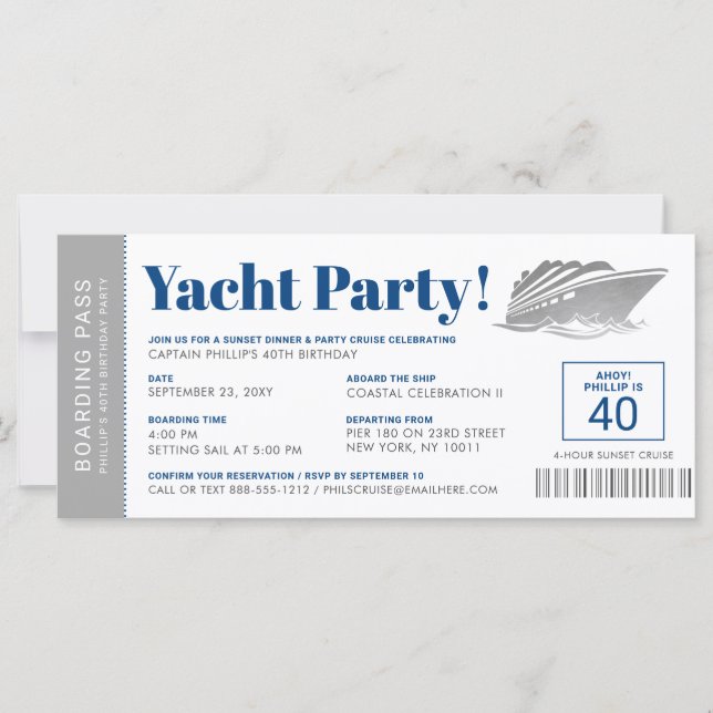 Personalisierter Boarding-Yacht-Party (Vorderseite)