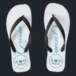 Personalisierter Boden (blau) Flip Flops<br><div class="desc">Spaß,  maßgeschneiderte Hochzeitskippen</div>