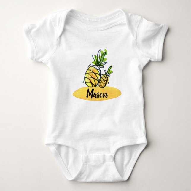 Personalisierter Bodysuit der niedlichen Ananas Baby Strampler (Vorderseite)