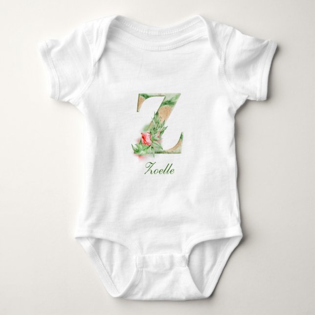 Personalisierter Bodysuit des Name-Monogramm-| Baby Strampler (Vorderseite)