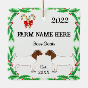 Personalisierter Boer Goat Farm Weihnachten Keramikornament