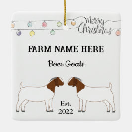 Personalisierter Boer Goat Farm Weiße Weihnachtsfe Keramikornament