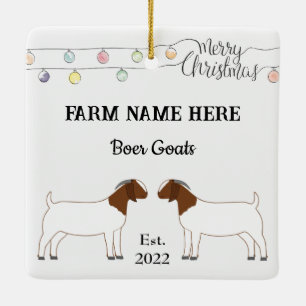 Personalisierter Boer Goat Farm Weiße Weihnachtsfe Keramikornament