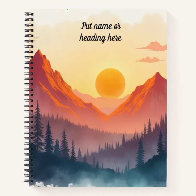 Personalisierter Boho-Bergsonnenuntergang 2 Notizbuch (Vorderseite)