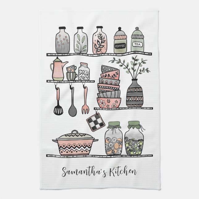 Personalisierter Boho-Chic-Farmhouse-Dekor  Geschirrtuch (Vertikal)