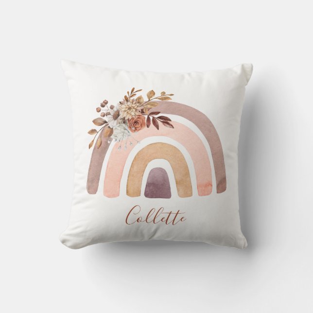 Personalisierter Boho Rainbow Girl's Room Kissen (Vorderseite)