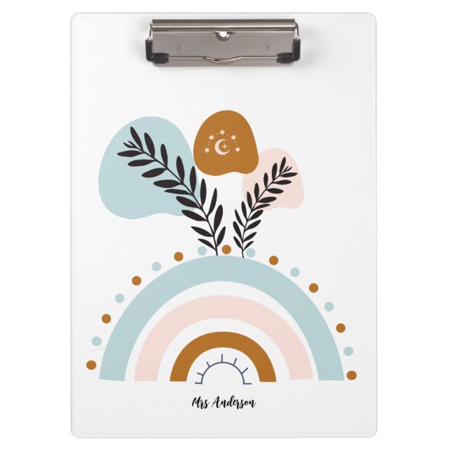 personalisierter Boho-Regenbogen Klemmbrett (Vorderseite)