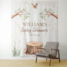 Personalisierter Boho-Wald-Babyshower-Hintergrund