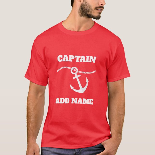 Personalisierter Boots-Kapitän Name T-Shirt (Vorderseite)