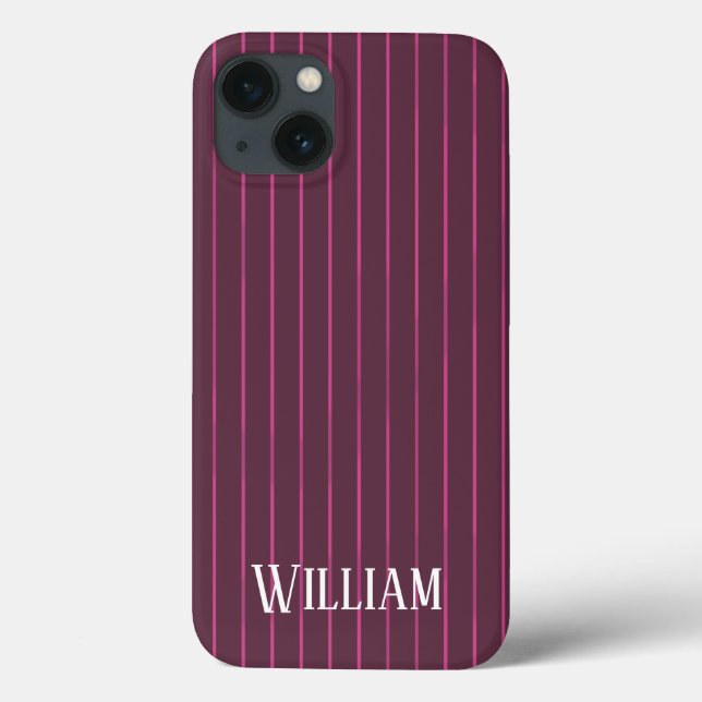 Personalisierter Bordeaux pinstripes Case-Mate iPh Case-Mate iPhone Hülle (Rückseite)
