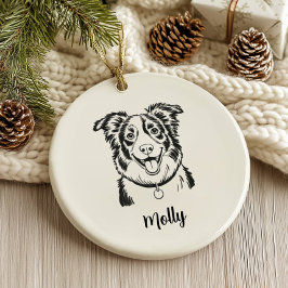 Personalisierter Border Collie-Hund Weihnachten Keramik Ornament