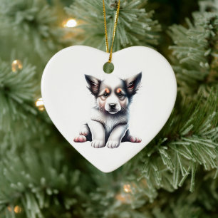 Personalisierter Border Collie Welpe Keramik Ornament