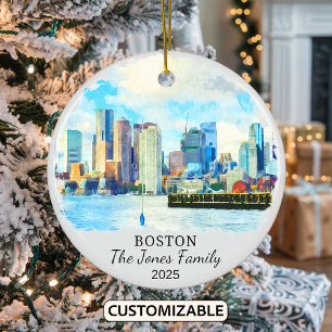 Personalisierter Boston-Schmuck, Boston-Geschenk Keramik Ornament