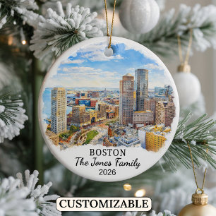 Personalisierter Boston-Schmuck, Maßgeschneidertes Keramik Ornament