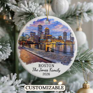 Personalisierter Boston-Schmuck, Maßgeschneidertes Keramik Ornament