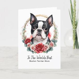 Personalisierter Boston Terrier Dog Mama Muttertag Feiertagskarte
